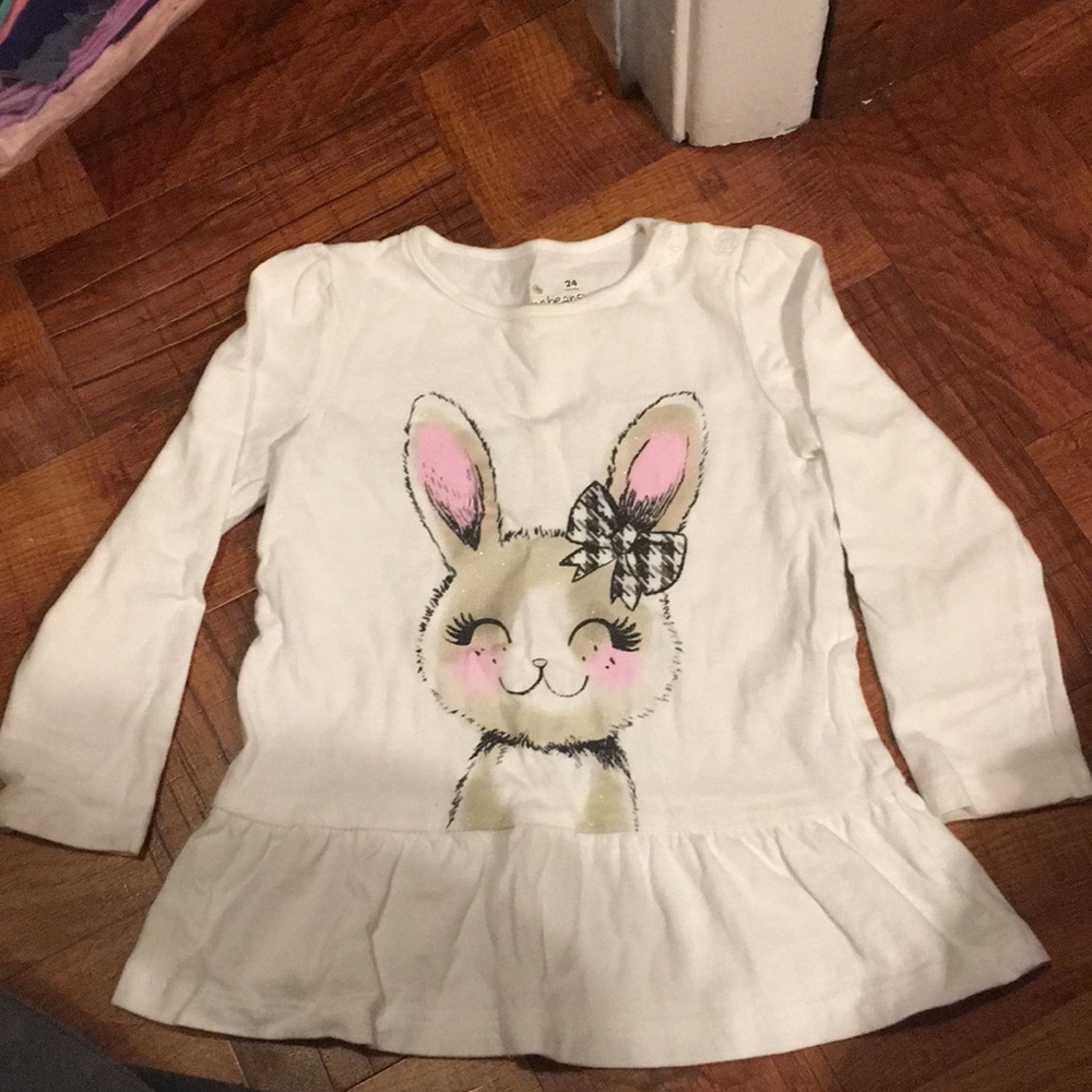 Bunny Long Sleeve Tee with Ruffle Bottom